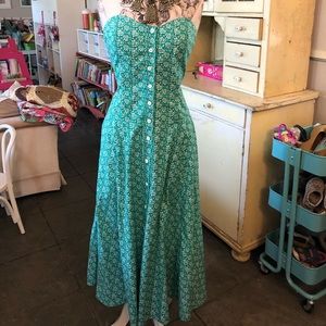Early 90’s corset tea length floral summer dress